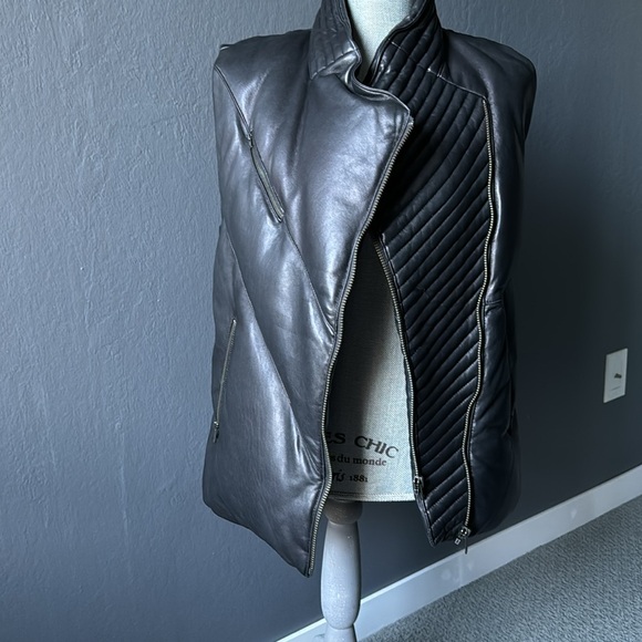 Helmut Lang women’s Black Oversized Leather Dawn Puffer Jacket/Vest Size P/S NWT - Picture 4 of 12